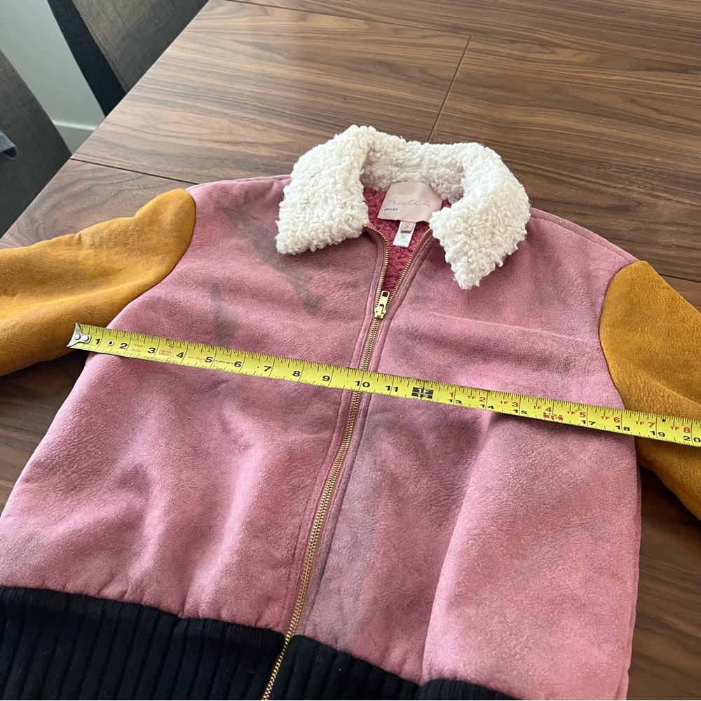 ANTHROPOLOGIE HUTCH faux suede Colorblock bomber Jacket - Picture 6 of 9